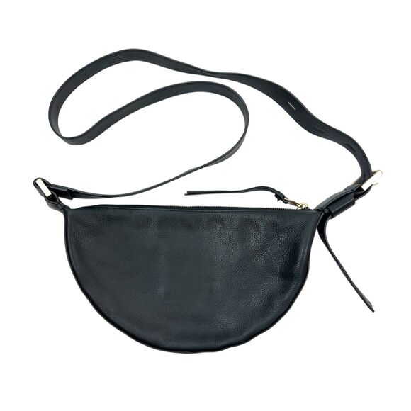 AllSaints Half Moon Crossbody Bag Black Leather Adjustable Strap Zip Capsule - Picture 6 of 16